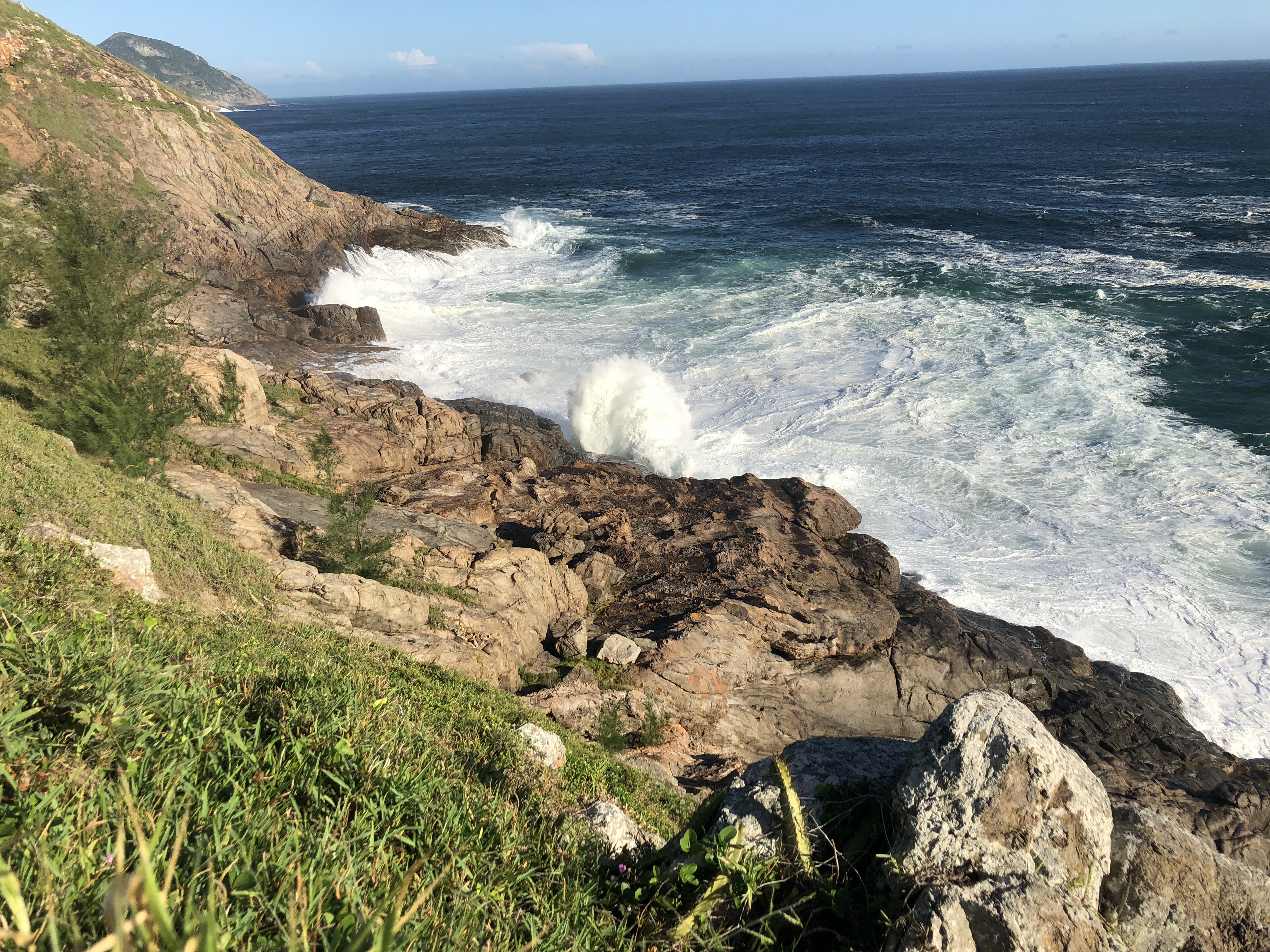 Wide coastal wave view